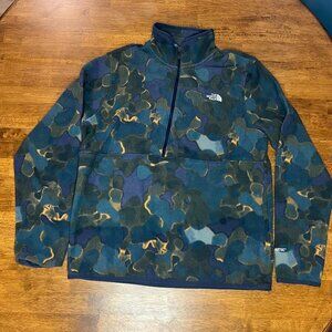 Gorpcore North Face Men's Polartec Fleece Quarter-Zip Turquoise/Blue Camo L